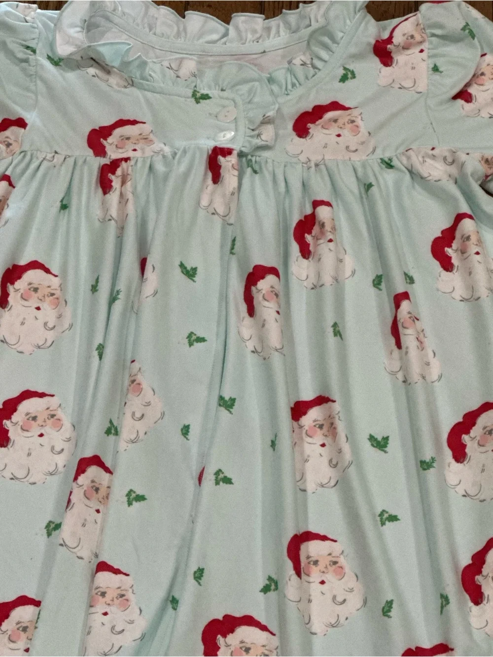 SweetHoney Santa Print Bamboo Nightgown Robe | Girls 8Y | Christmas Pajama Robe